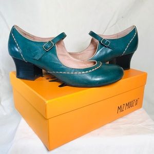 Miz Mooz NYC Teal Vintage Style Heels US Sz.9